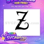 Free Black Letter Z Free Curvy Font Alphabet Free SVG - Instant Download