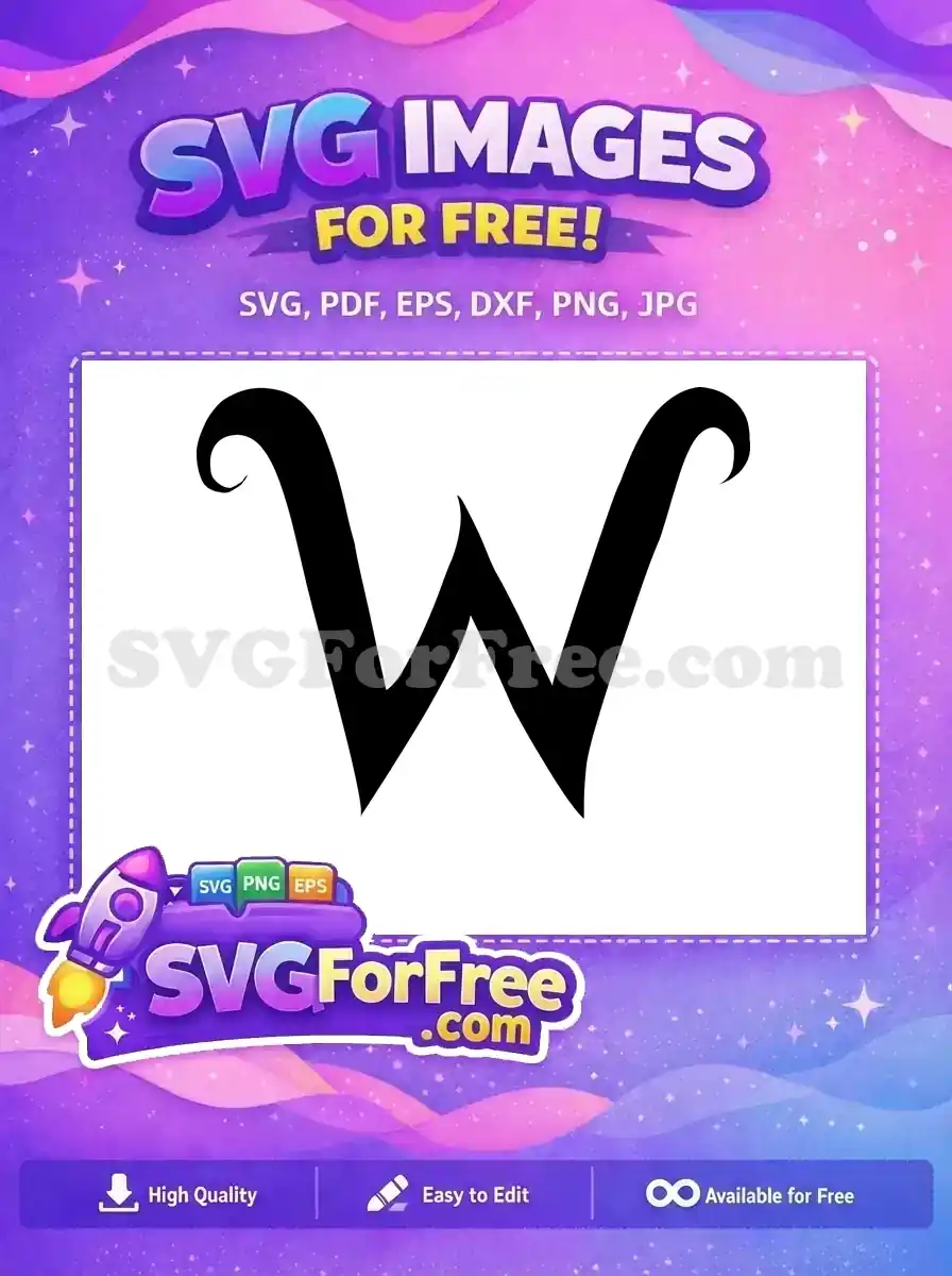 Free Swirly Black Letter Free W Alphabet Free SVG
