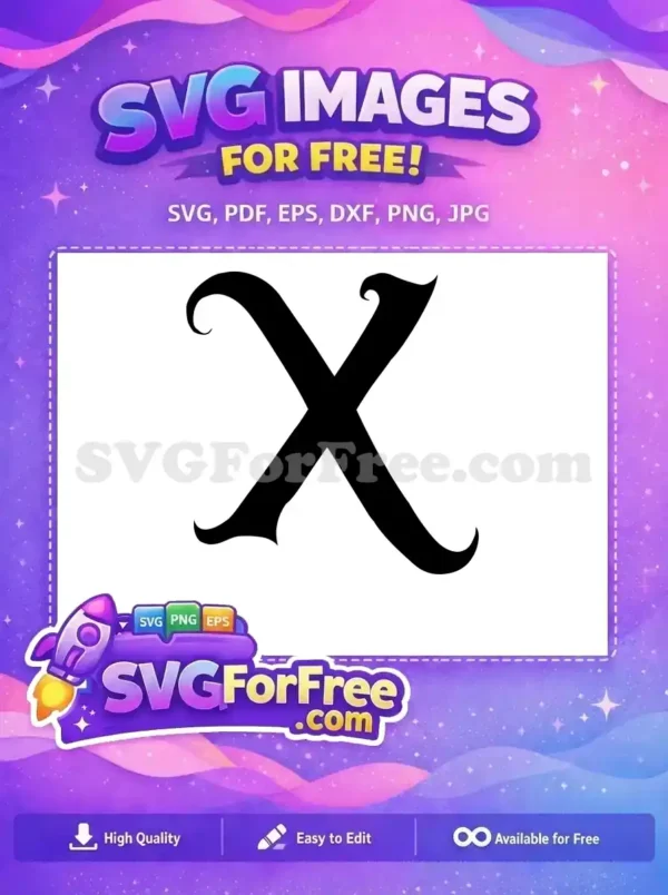 Free Black Letter X Free Curled Font Alphabet Free SVG