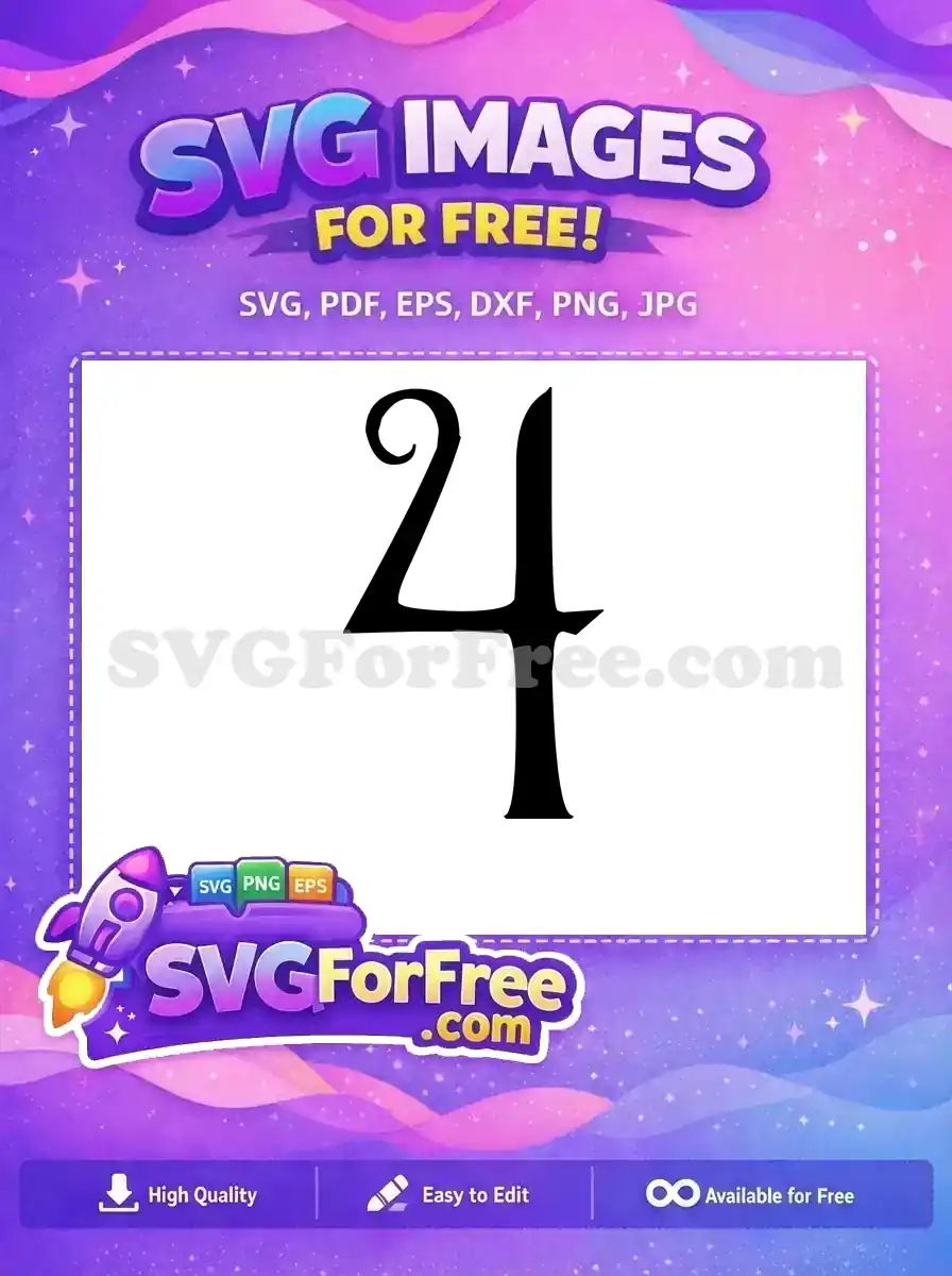 Free Black Number Four Free Fonts Number 4 Free SVG