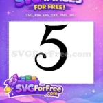Free Black Number Five Free Curled Font Free SVG - Instant Download