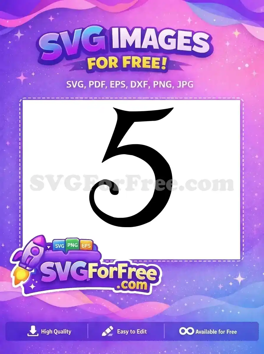Free Black Number Five Free Curled Font Free SVG