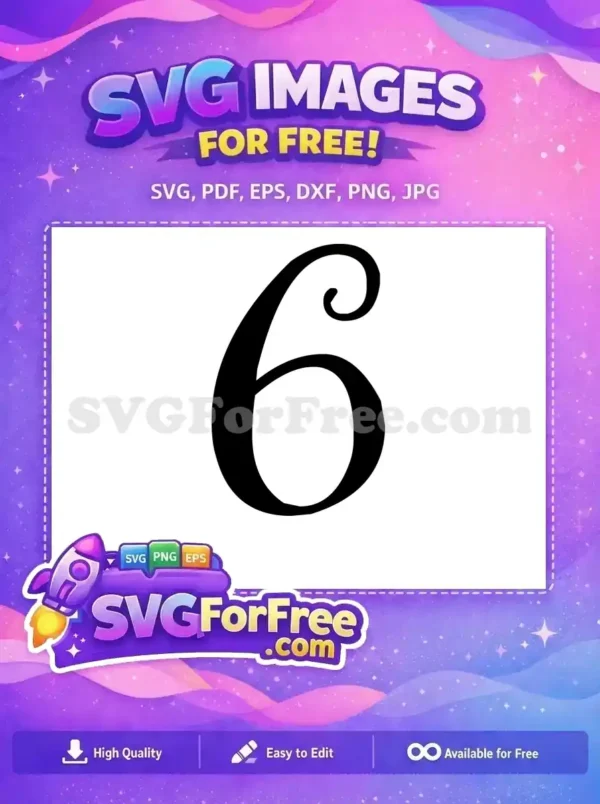 Free Number Six Free Black Font Number Free SVG 3