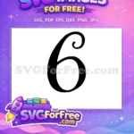 Free Black Number Six Free Bold Font Number Free SVG - Instant Download