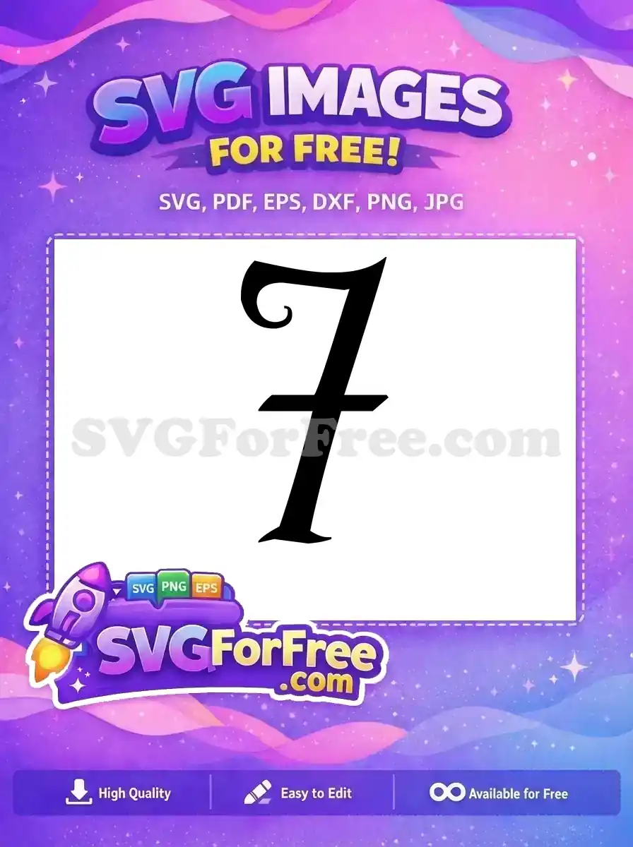 Free Black Number Seven Free Curly Initial Fonts Free SVG