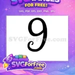 Free Curvy Number Nine Free Black Font Number Free SVG - Instant Download