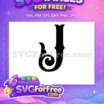 Free Swirl Ornament Free Black Letter Initial J Free SVG - Instant Download