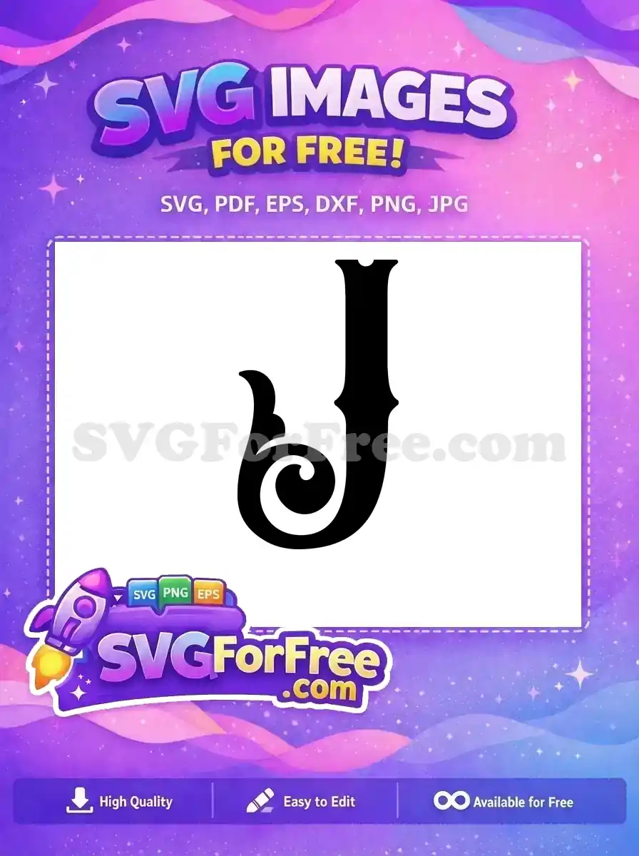 Free Swirl Ornament Free Black Letter Initial J Free SVG