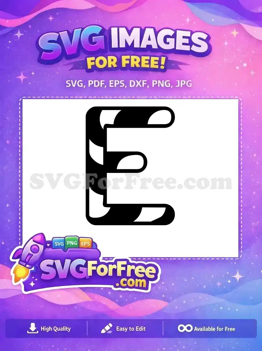 Free Letter E Bold Free Black Striped Font Free SVG