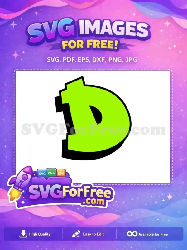 Free Letter D Lime Green Free Bold Font Free SVG