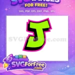 Free Letter J Lime Free Pink Outline Font Free SVG - Instant Download