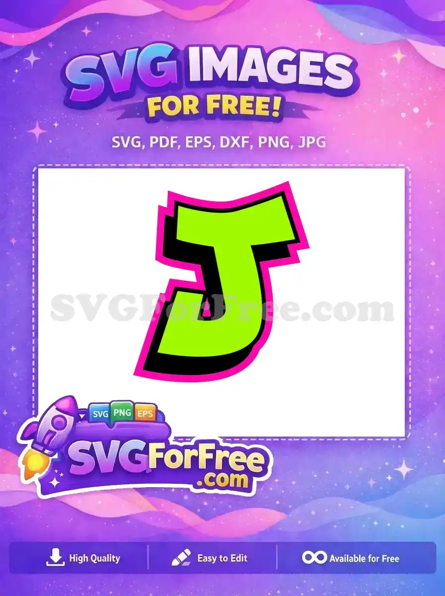 Free Letter J Lime Free Pink Outline Font Free SVG