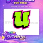 Free Green Number Four Free Bold Font Free SVG - Instant Download