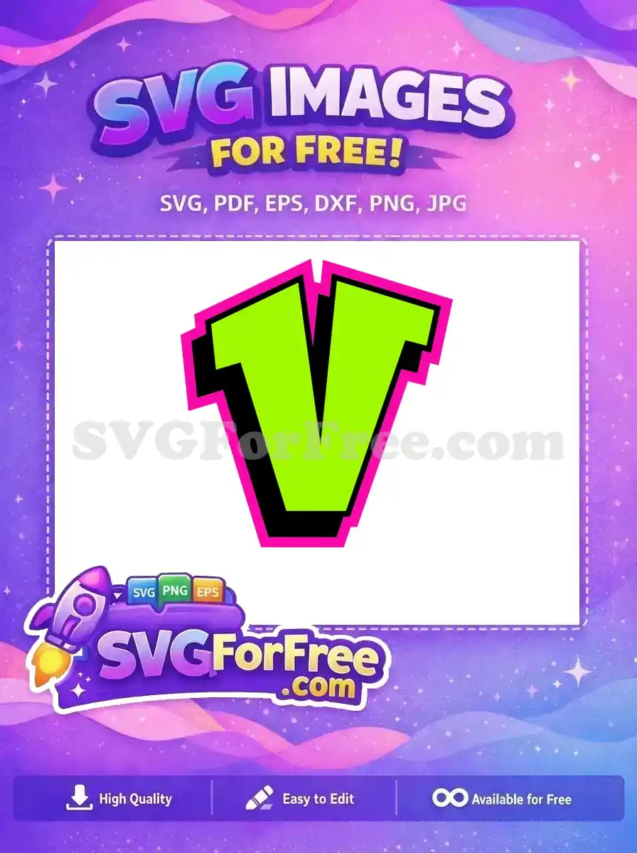 Free Neon Green Font Free Pink Outline Letter V Free SVG