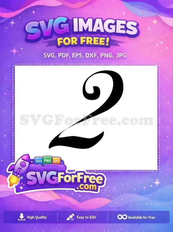 Free Number Two Free Black Swirl Font Free SVG