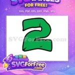 Free Green Number Two Free Bold Outline Fonts Free SVG - Instant Download