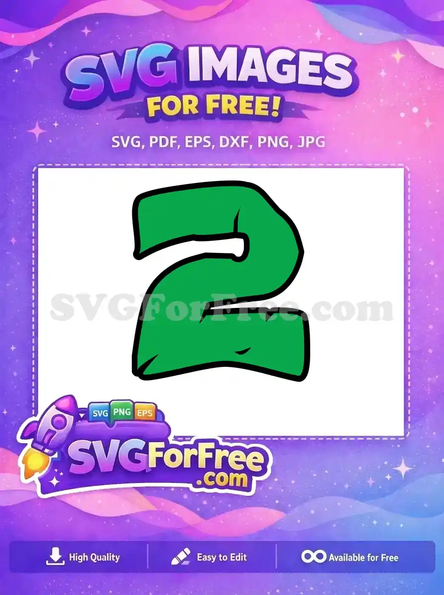 Free Green Number Two Free Bold Outline Fonts Free SVG