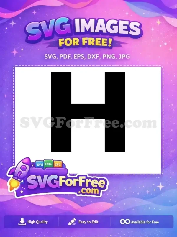 Free Simple Black Font Free Letter H Initial Free SVG