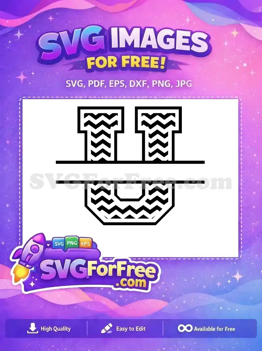 Free Black Zigzag Font Free Split Monogram Initial Free SVG