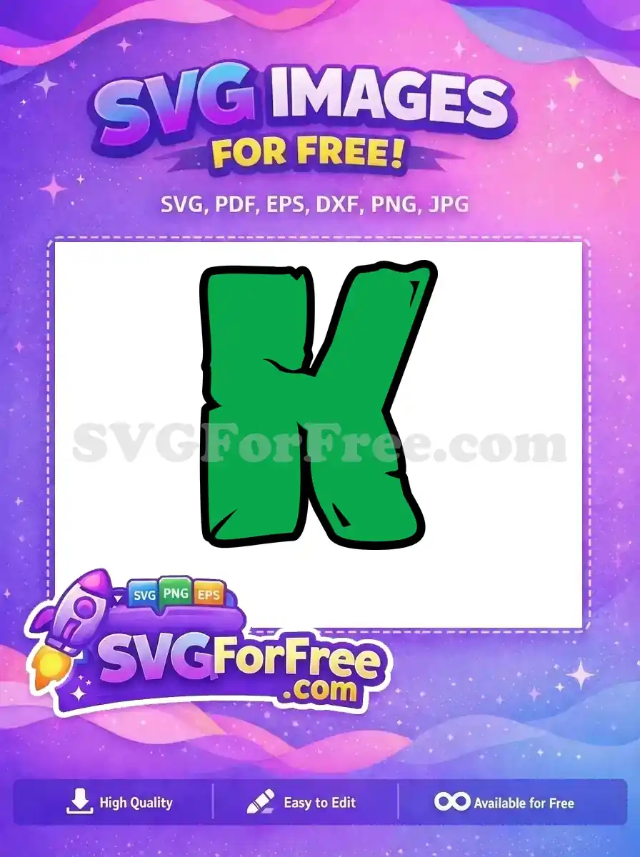 Free Green Letter K Free Rough Edges Fonts Free SVG