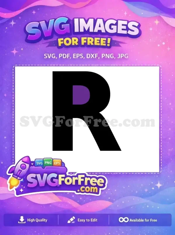 Free Initial R Design Free Black Purple Font Free SVG