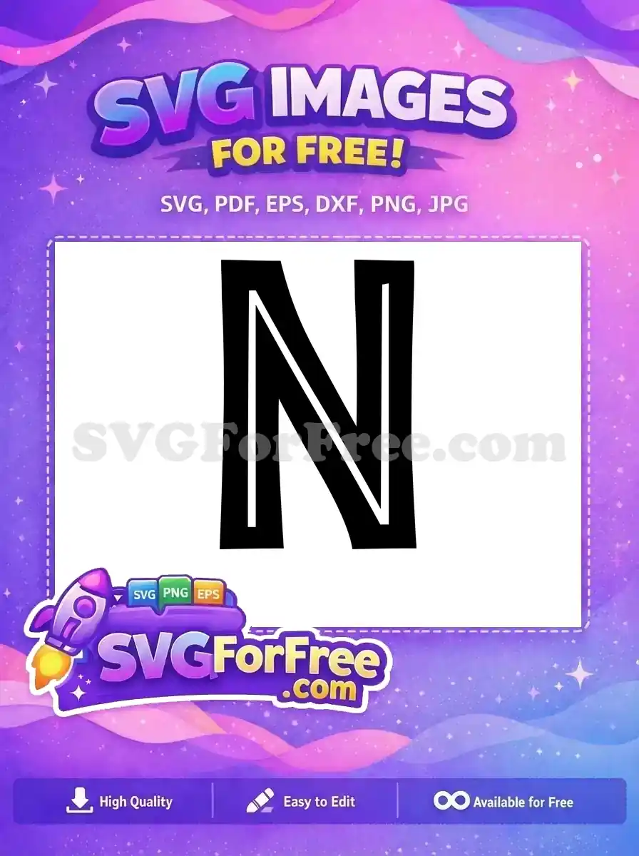 Free Bold Black Letter N Free Initial Logo Free SVG
