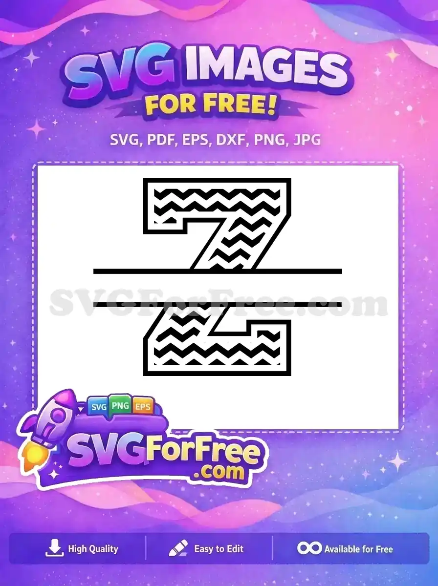 Free Number Seven Free Zigzag Pattern Monogram Free SVG