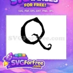 Free Black Letter Q Free Calligraphy Initial Free SVG - Instant Download