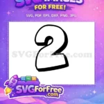 Free Number Two Free Black Outline Fonts Free SVG 1 - Instant Download