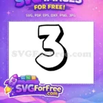 Free Bold Number Three Free Black Font Number 3 Free SVG - Instant Download