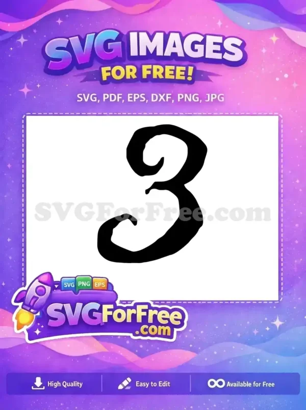 Free Number Three Free Black Font Fonts Free SVG