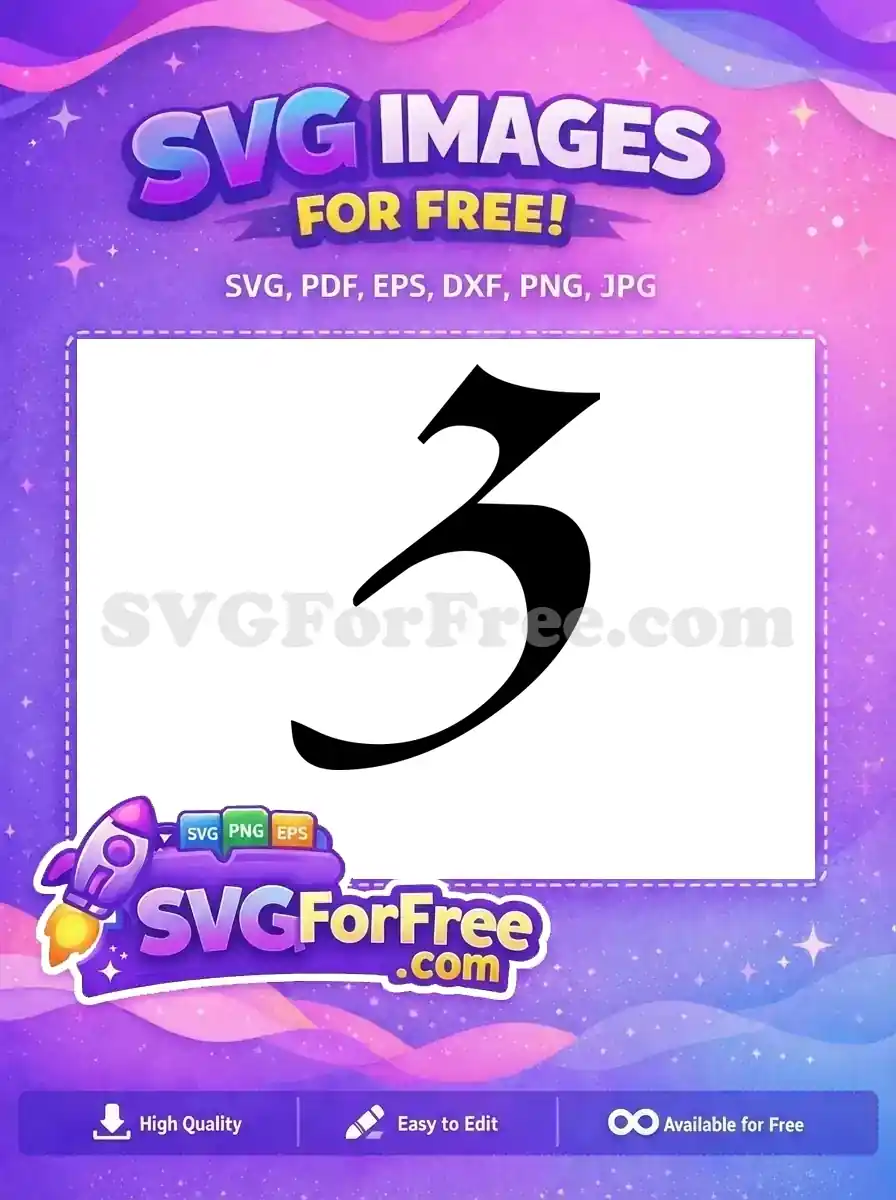 Free Black Number Three Free Font Design Number Free SVG
