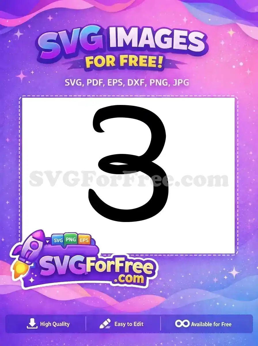 Free Black Bold Three Free Number Fonts Free SVG 2