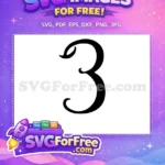 Free Number Three Free Black Font Number Free SVG - Instant Download