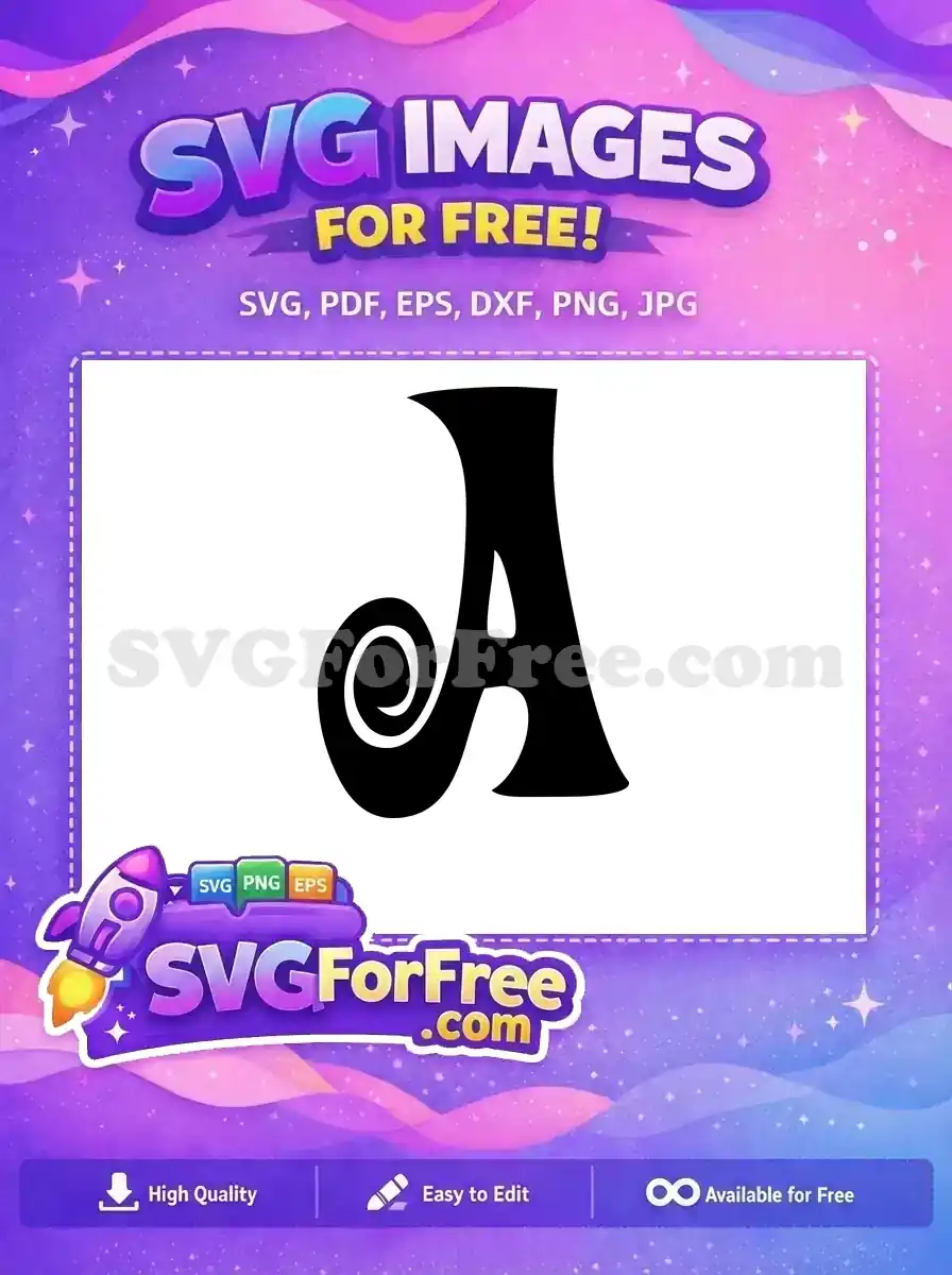 Free Swirling Letter A Free Black Font Initial Free SVG