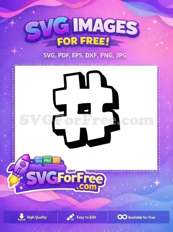 Free Bold Hashtag Free Shadowed Fonts Number 1 Free SVG
