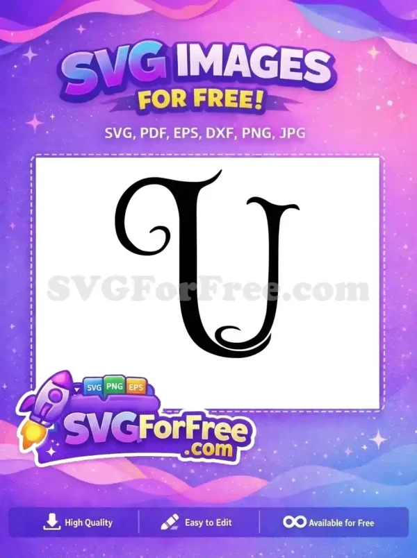 Free Swirling Calligraphy Free Initial U Letter Free SVG