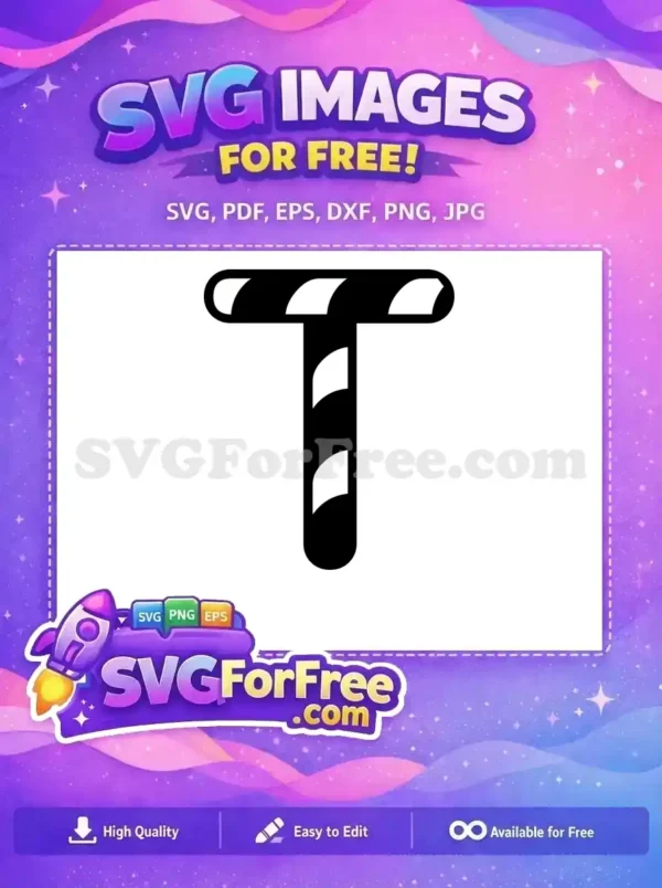 Free Striped Letter Free T Initial Fonts Free SVG