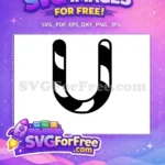 Free Black Striped Letter U Free Initial Alphabet Free SVG - Instant Download