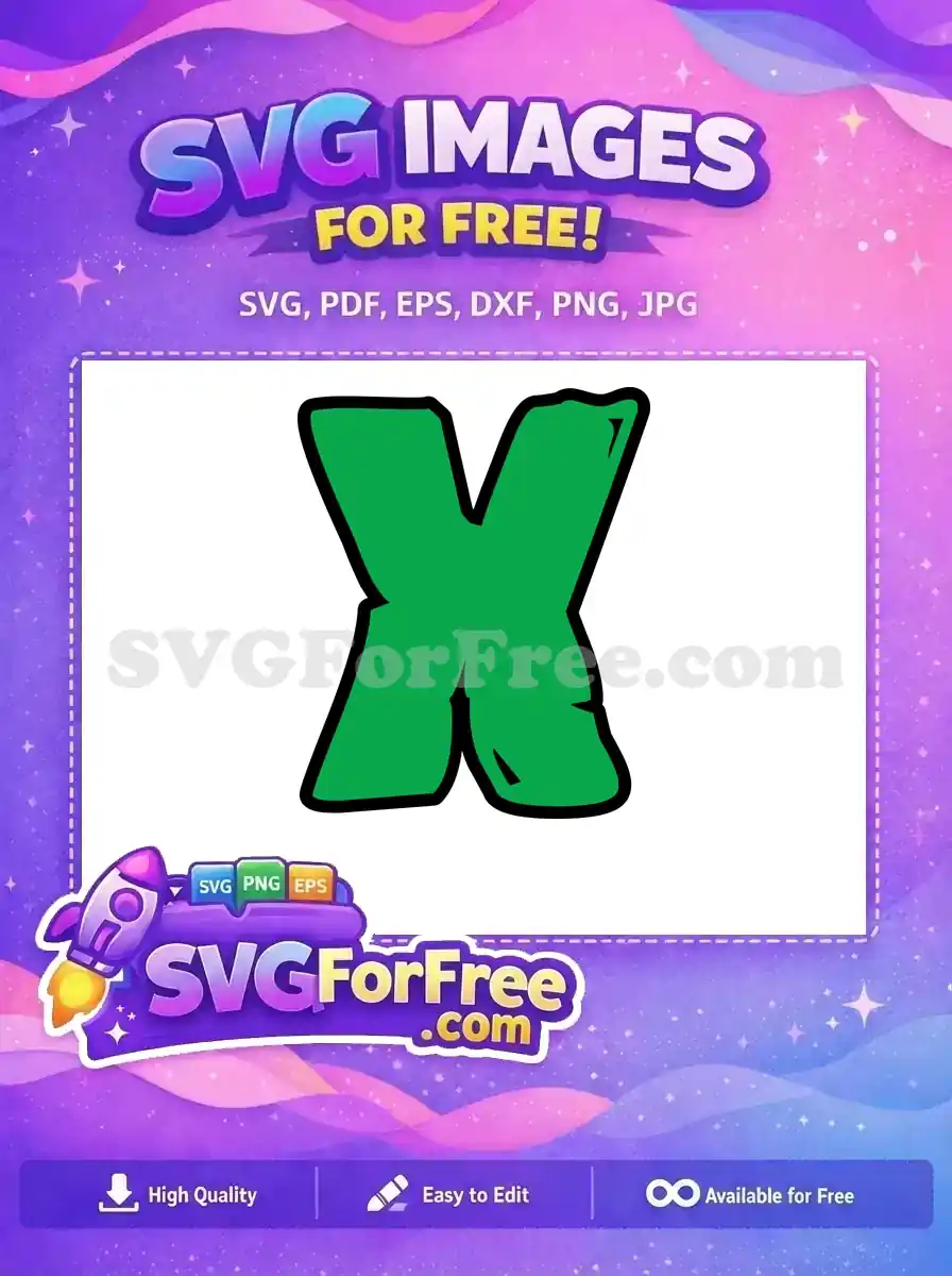 Free Green Letter X Free Bold Outline Font Free SVG
