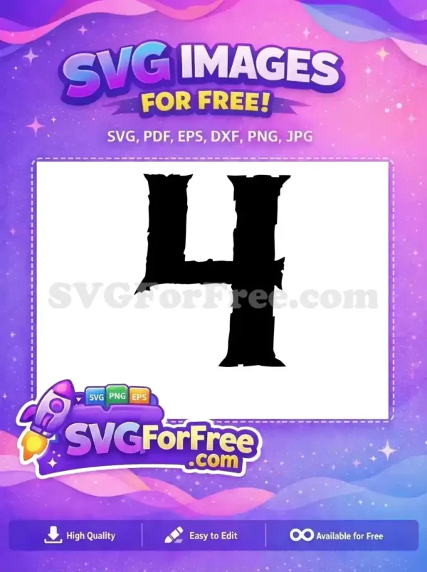 Free Number Four Free Black Fonts Category Free SVG
