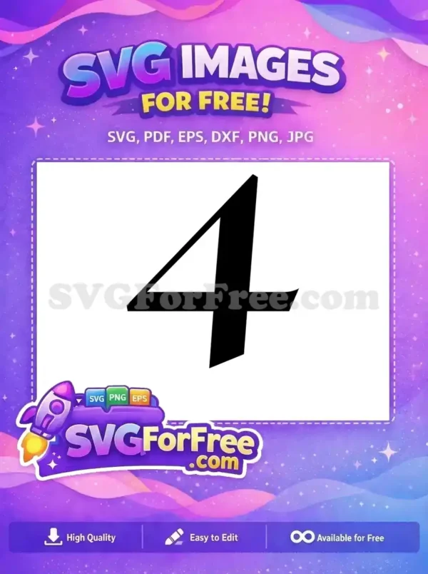 Free Bold Number Four Free Black Font Free SVG