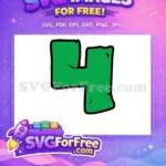 Free Number 4 Font Free Green Blocky Design Free SVG - Instant Download