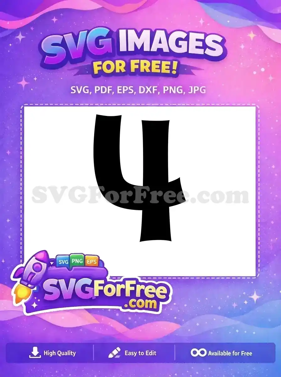 Free Bold Number Four Free Black Font 1 Free SVG