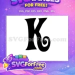 Free Black Letter K Free Swirl Initial Font Free SVG - Instant Download
