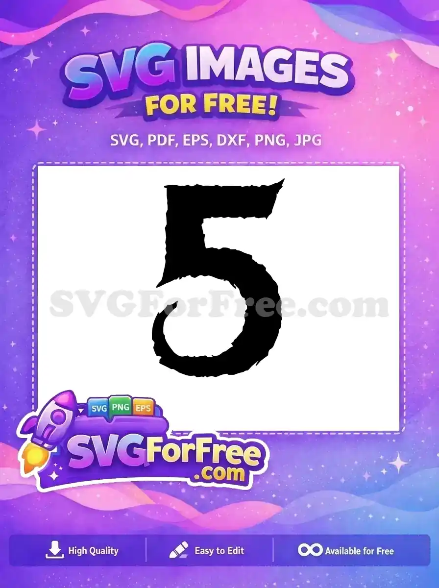 Free Black Number Five Free Rough Edges Font Free SVG