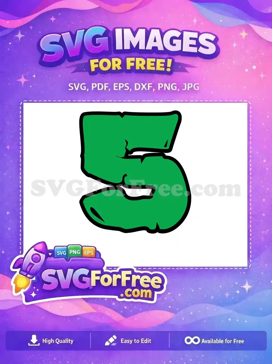 Free Green Number Five Free Bold Font Style Free SVG