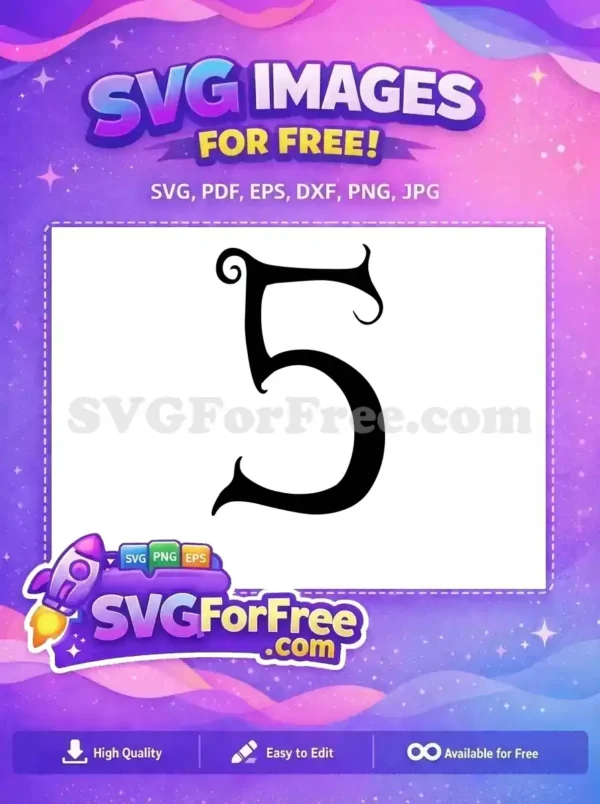 Free Swirl Serif Free Number Five Font Free SVG