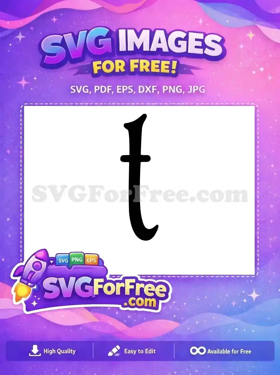 Free Black Calligraphy Lowercase Letter Free T Fonts Free SVG