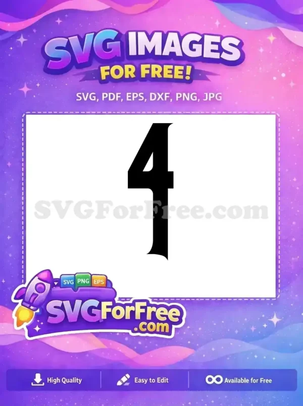 Free Number Four Free Black Bold Fonts Free SVG 3